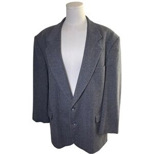 Vintage Blue Multi Check Wool Camel Hair Blazer Academia Professor 44R